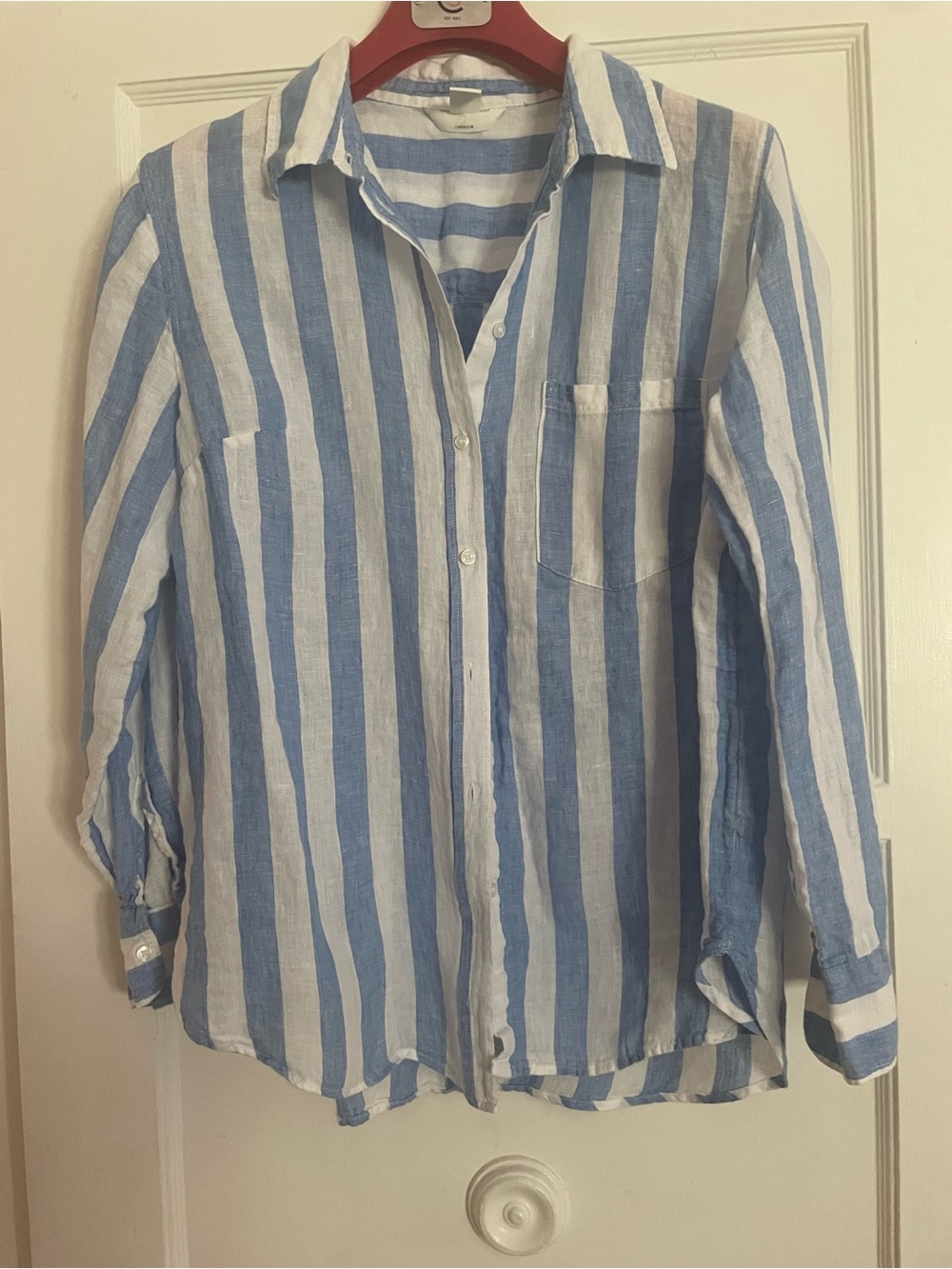 H&M Preppy Blue & White Striped Button-Up Shirt - L